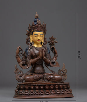 Chenrezig Pure Land Prayer | Himalayan Oxidized Art Form