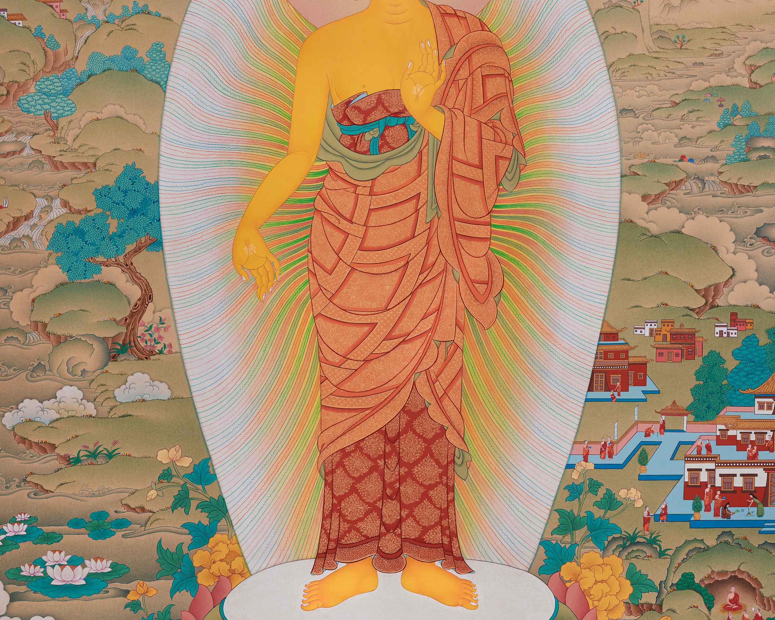 Standing Siddhartha Gautama Thangka | Founder of Buddhism
