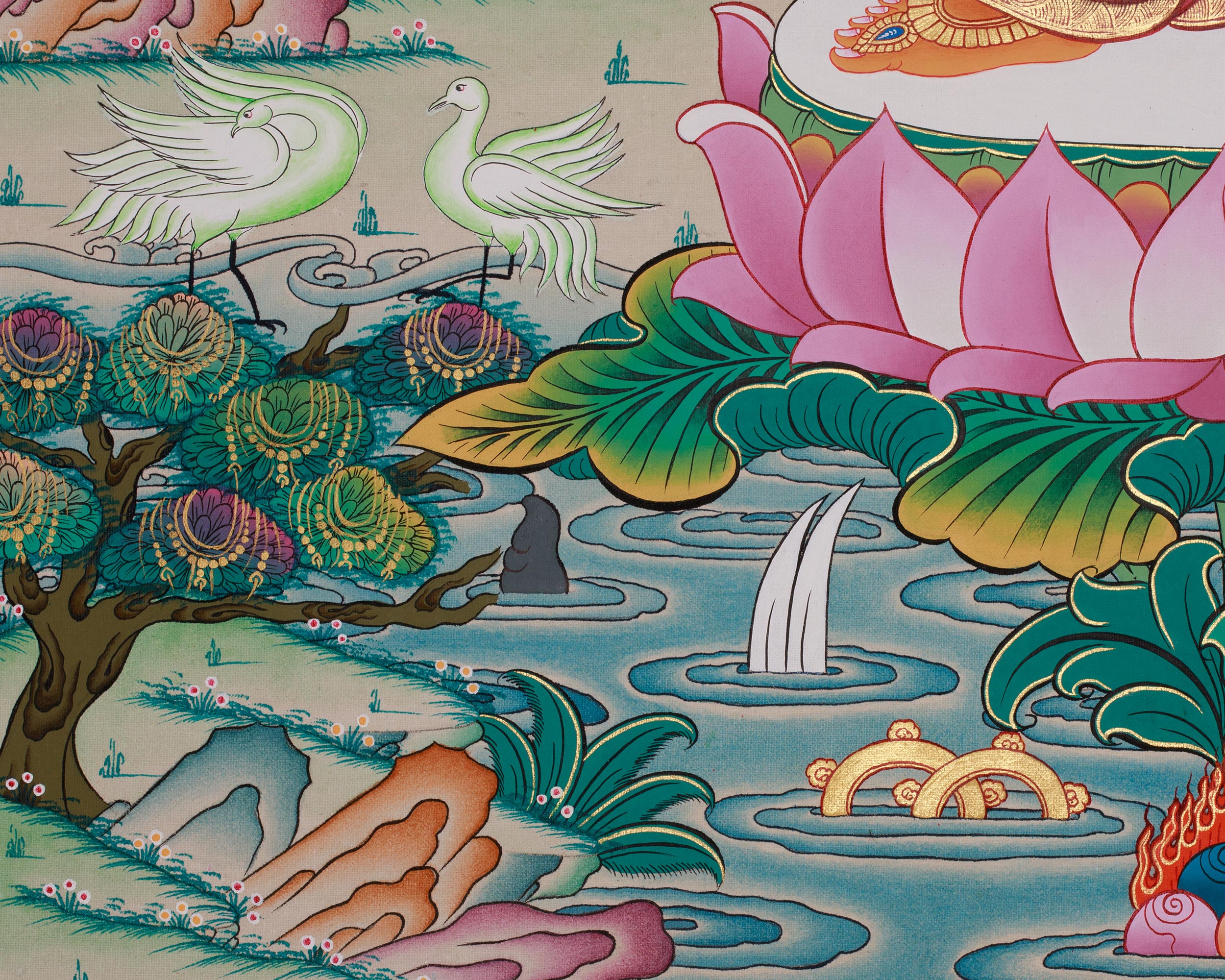 Standing Manjushri Thangka | Sacred Himalayan Wisdom Deity
