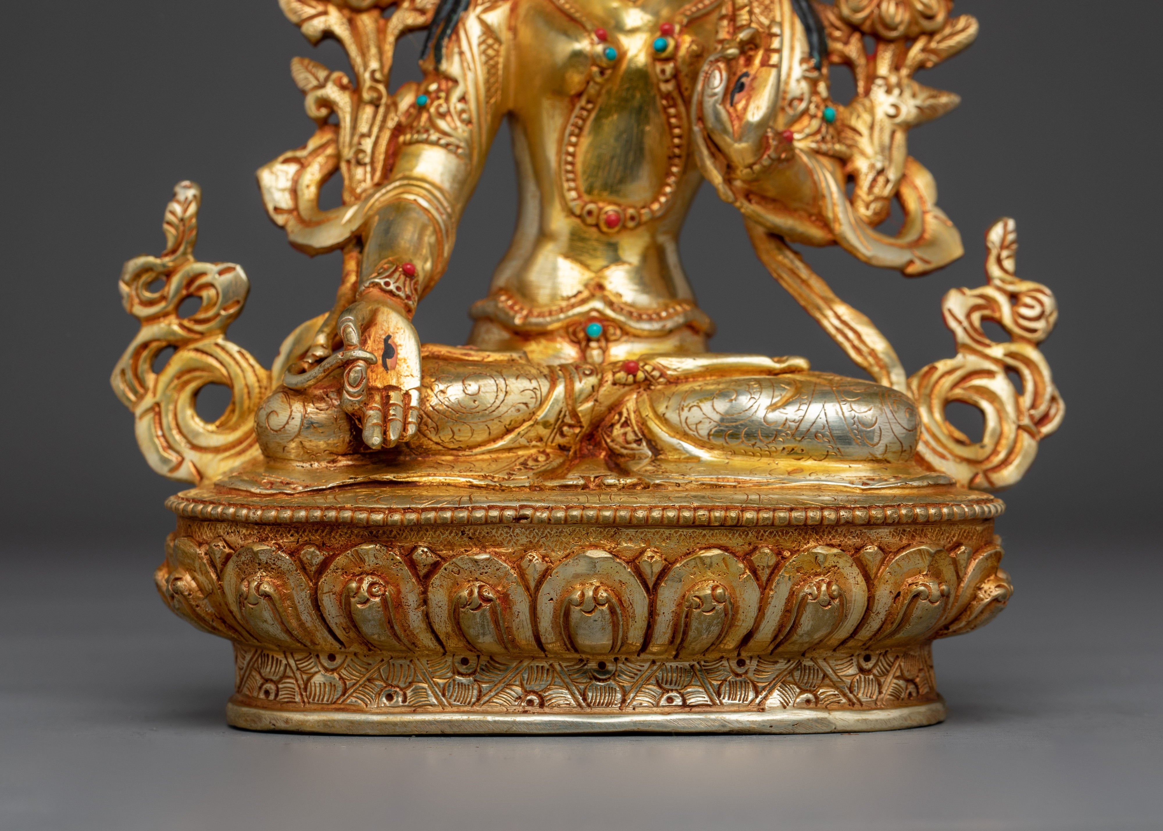 White Tara 24K Gold Gilded with Gemstones | Symbol of Healing and Compassion