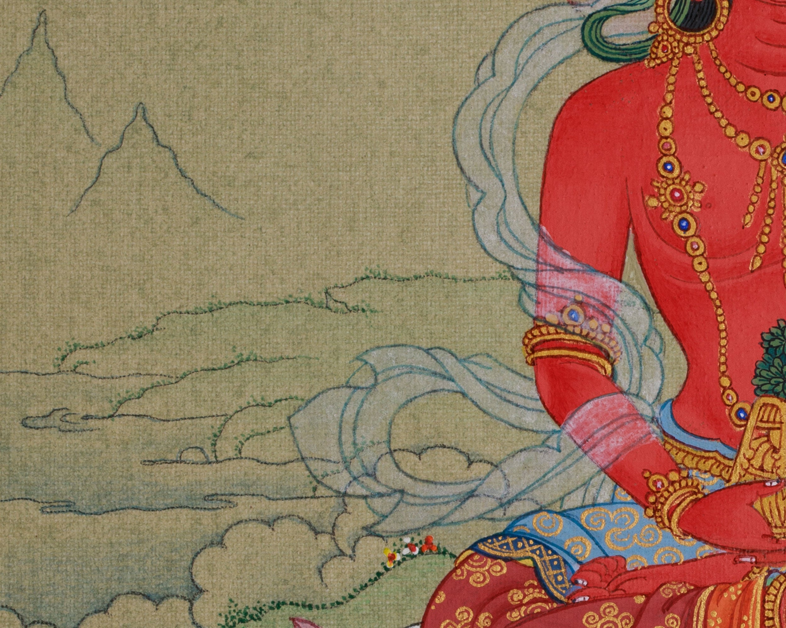 Traditional Thangka of Amitayus | Buddha of Infinite Life and Longevity