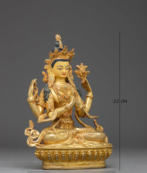 Copper Chenrezig Statue: Lord of Compassion