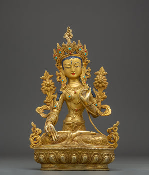 White Tara Statue: Buddhist Seven-eyed Goddess