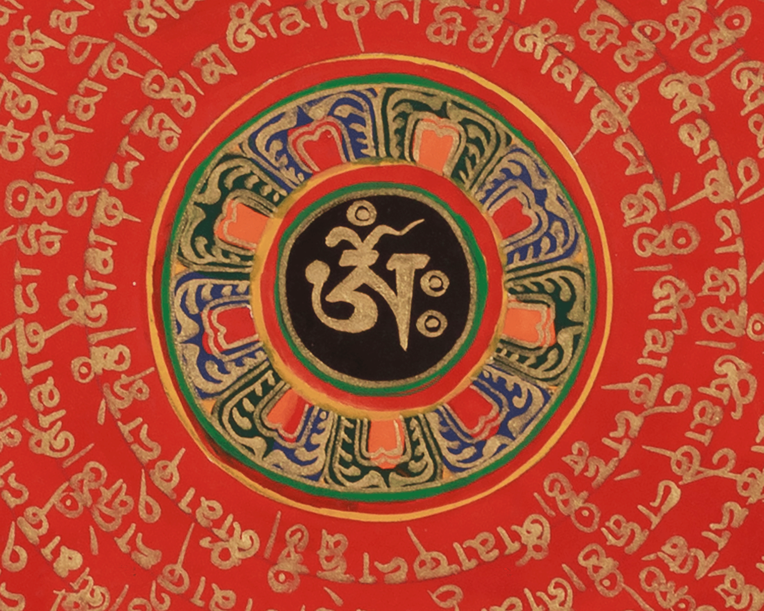 Tibetan Buddhist Mantra Mandala Art | Sacred Hand-Painted Meditation Mandala