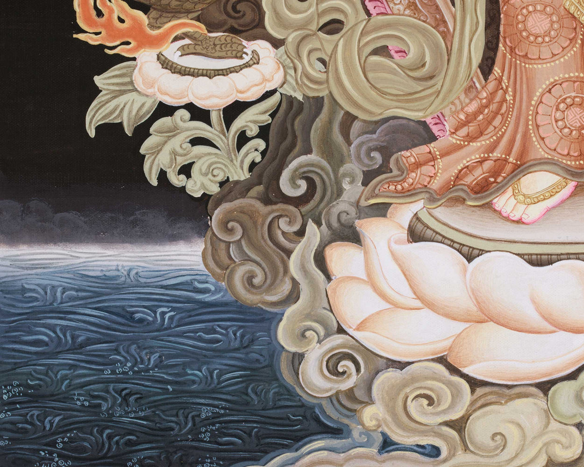 Standing Compassion Deity Chenrezig Thangka | Symbol of Divine Love