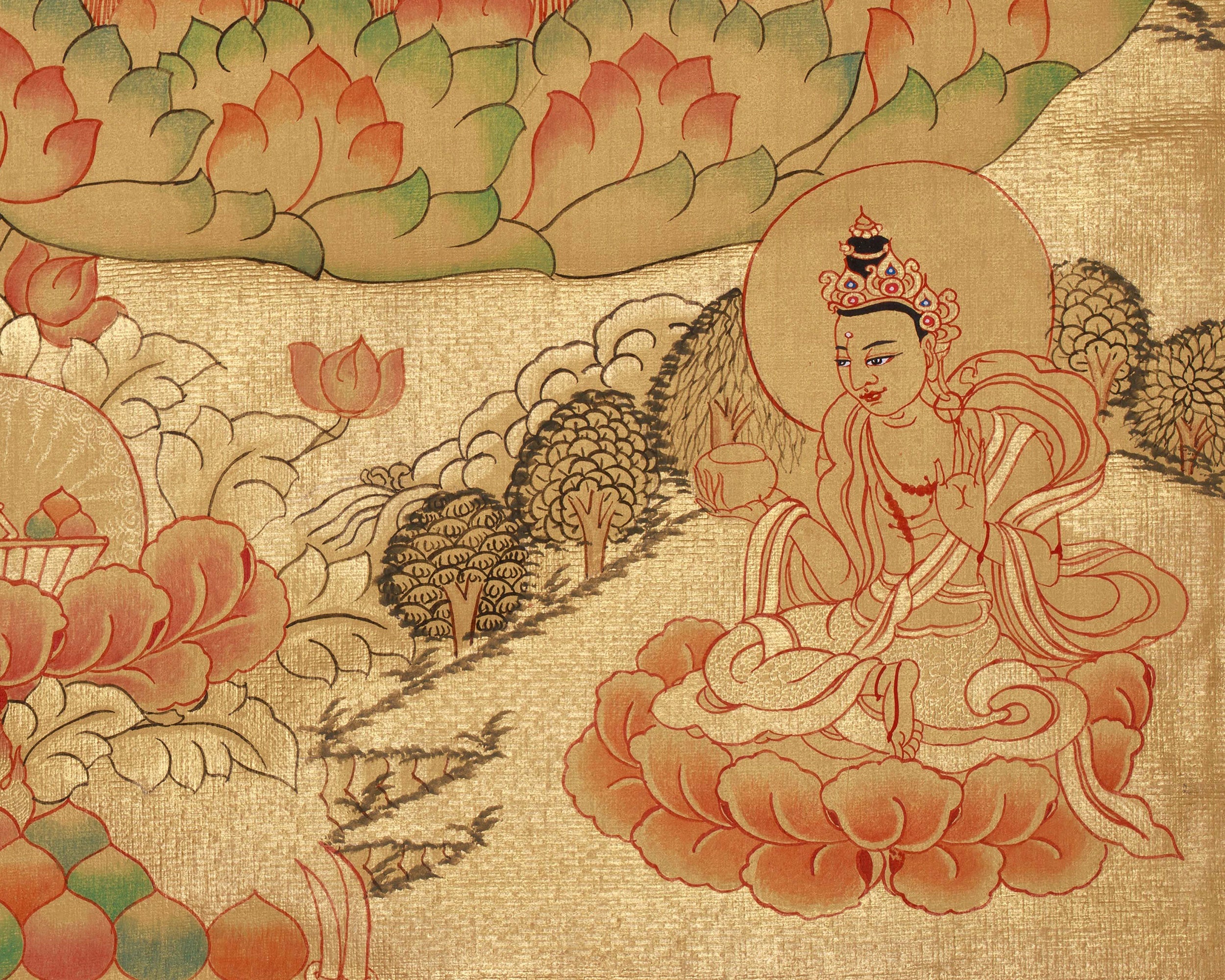 Guru Rinpoche Vajrayana Buddhist Art for Wisdom and Protection | Sacred Padmasambhava Thangka Painting