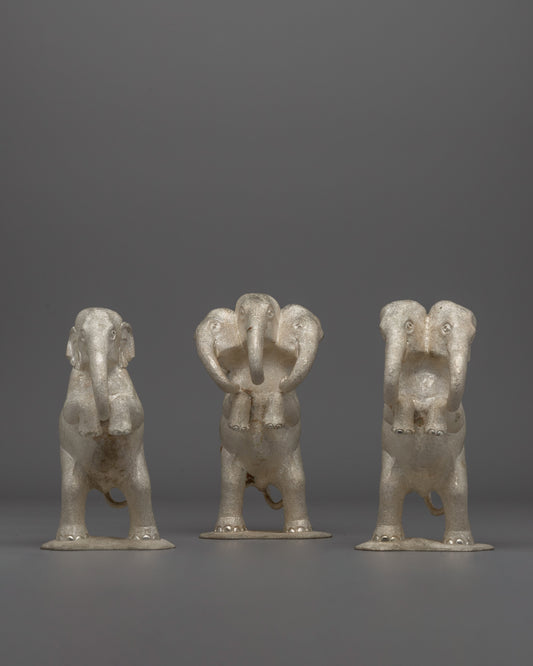 Decorative Elephant Trio Statue Set 