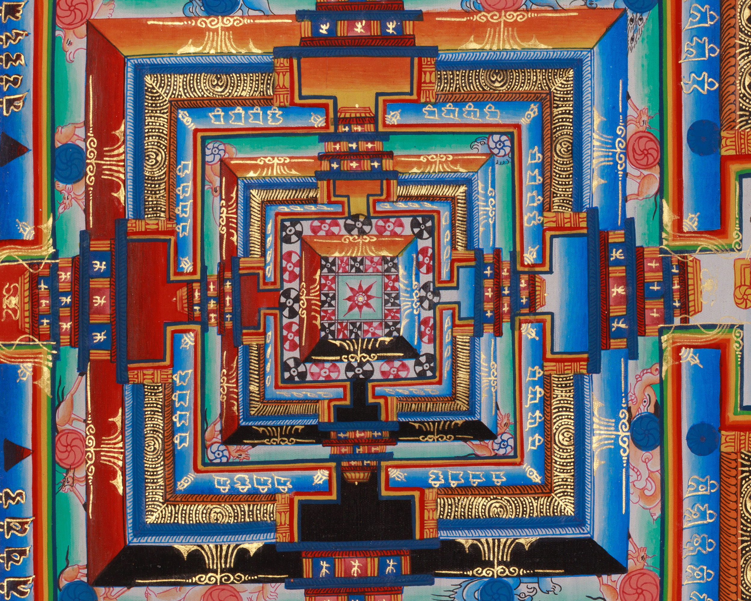 Traditional Art of Kalachakra Mandala | Sacred Wheel of Time Thangka for Meditation