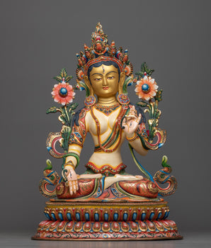 white painted white-tara statue