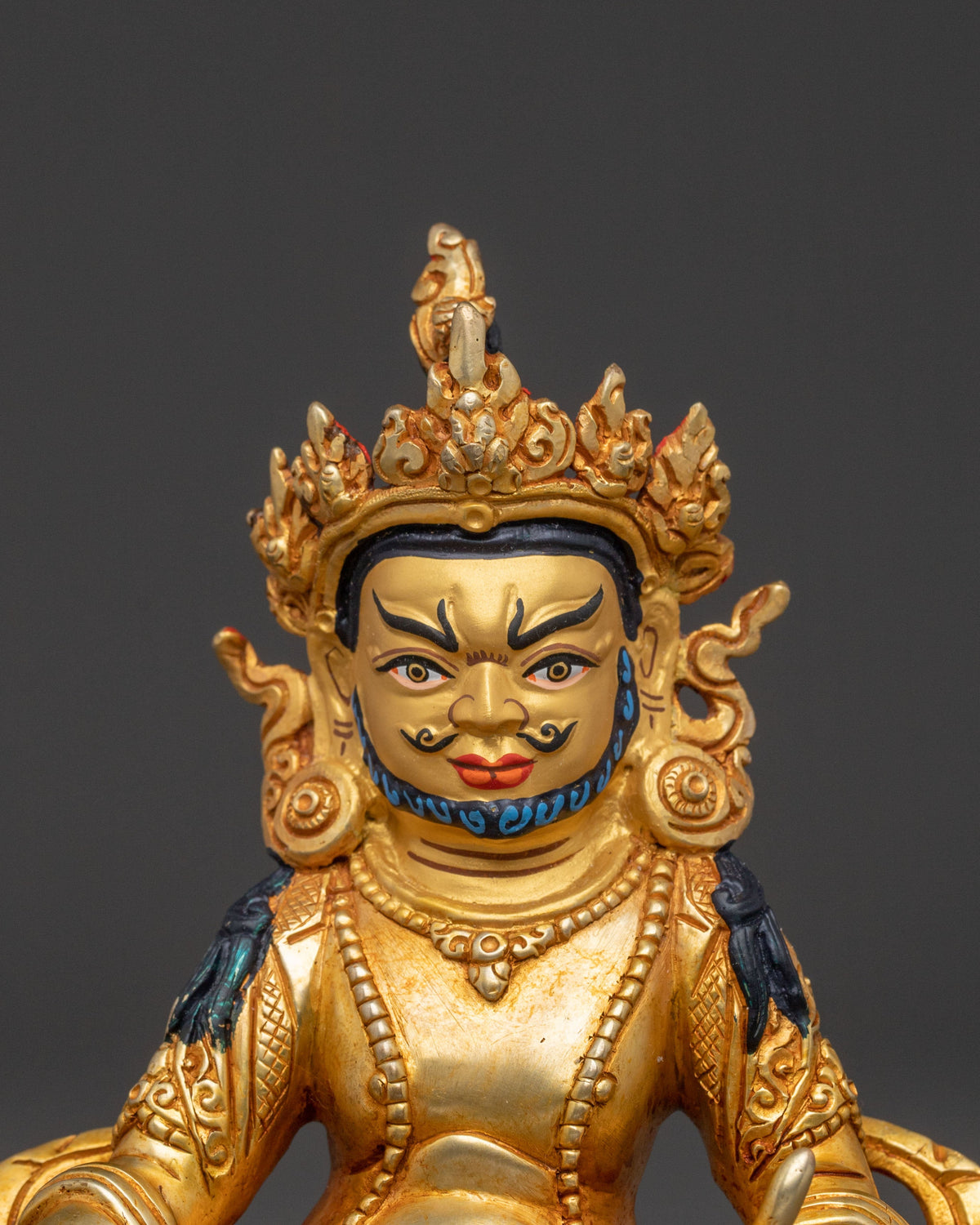 Dzambhala Guardian Statue:  Buddhist Wealth Deity Sculpture