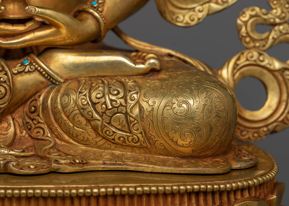 Gold-Gilded Amitayus Statue | Symbol of Eternal Life and Healing