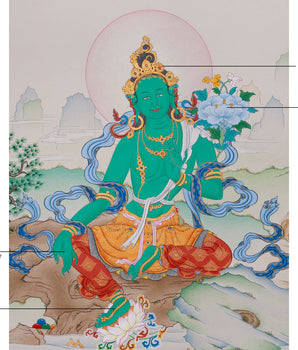Supreme Mother Green Tara Thangka | Elegant Tibetan Artistry