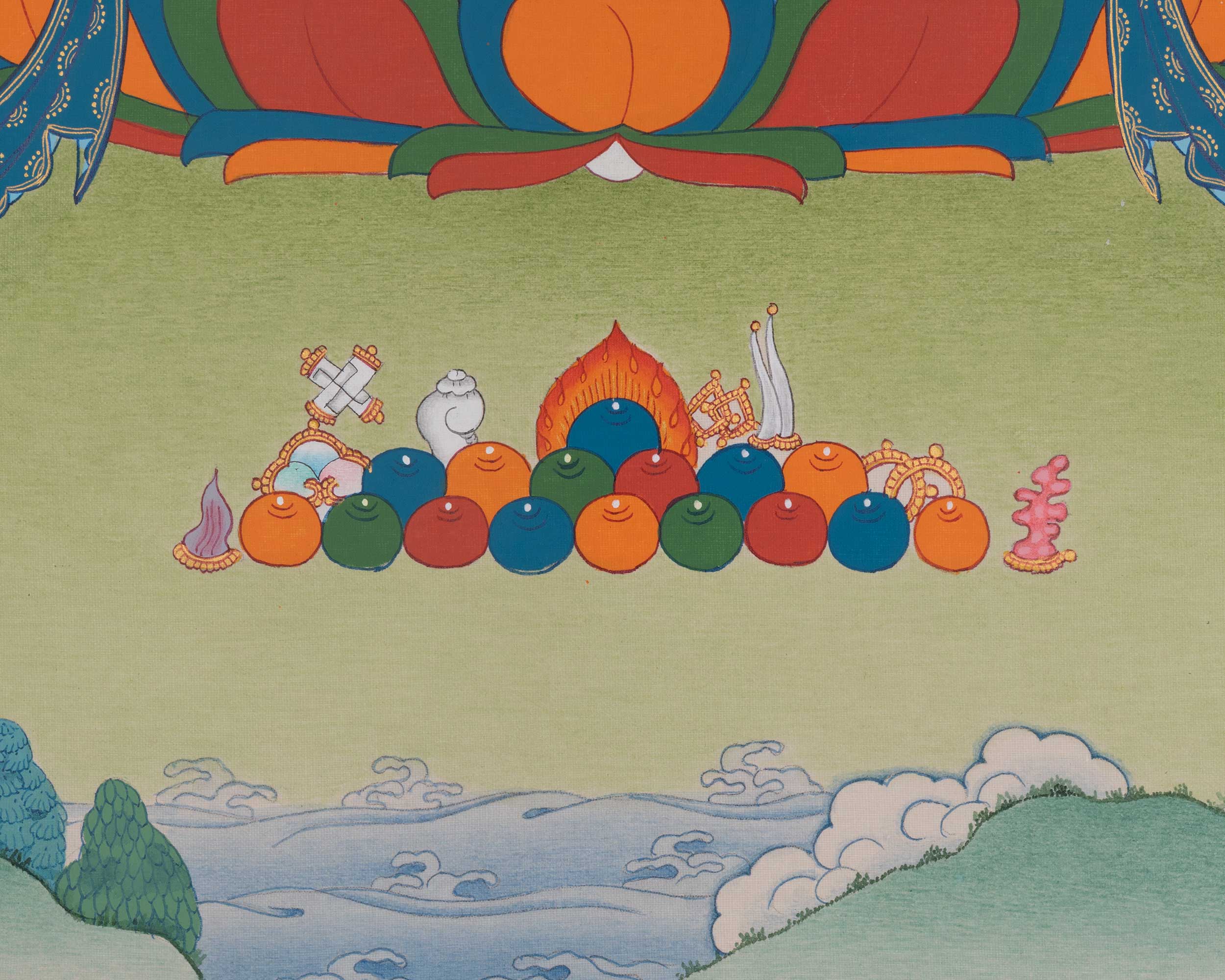 Manjushri Wisdom Deity Artwork | Tibetan Thangka of Enlightened Knowledge