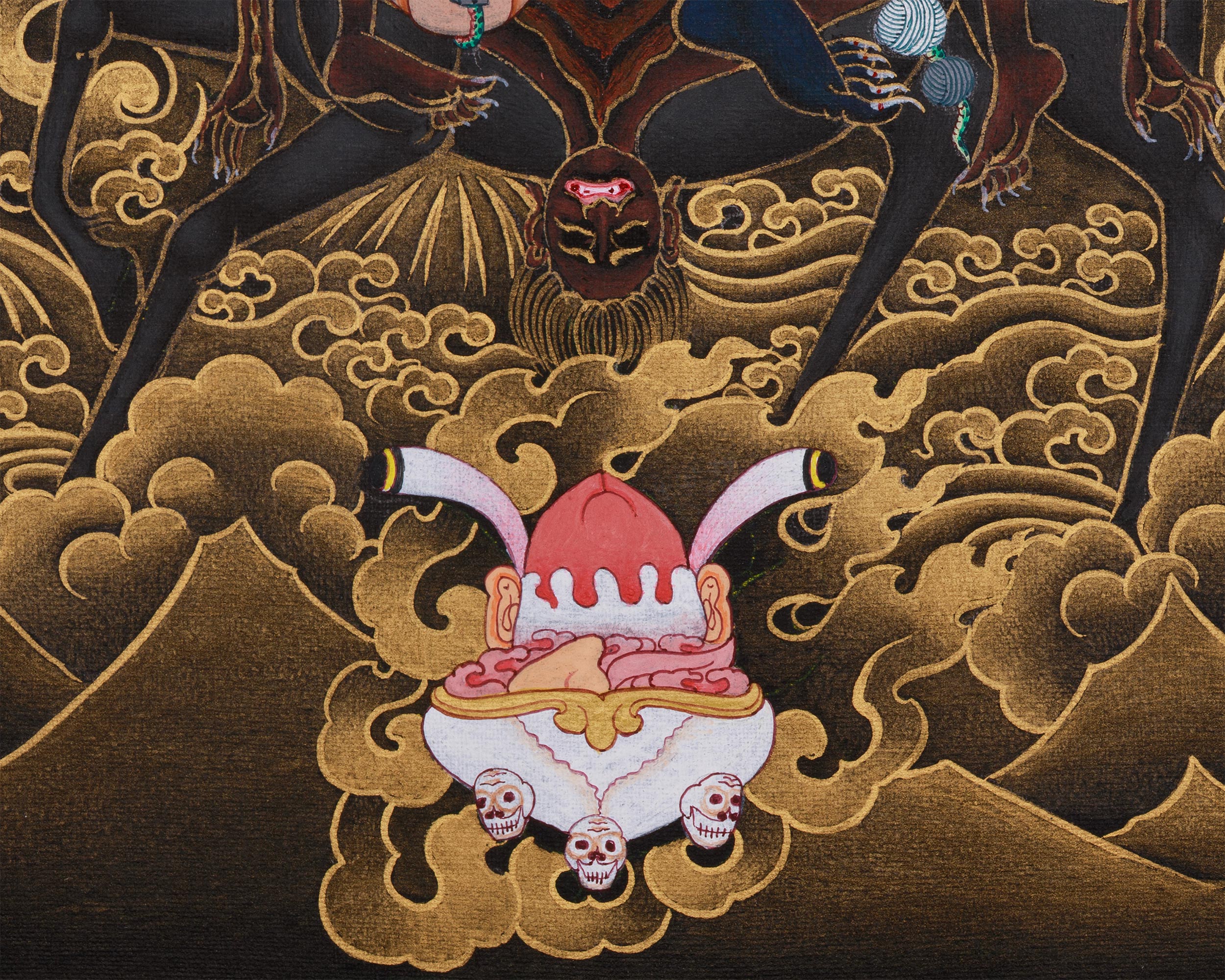 Four-Armed Palden Lhamo Thangka | Fierce Guardian in Nakthang Style