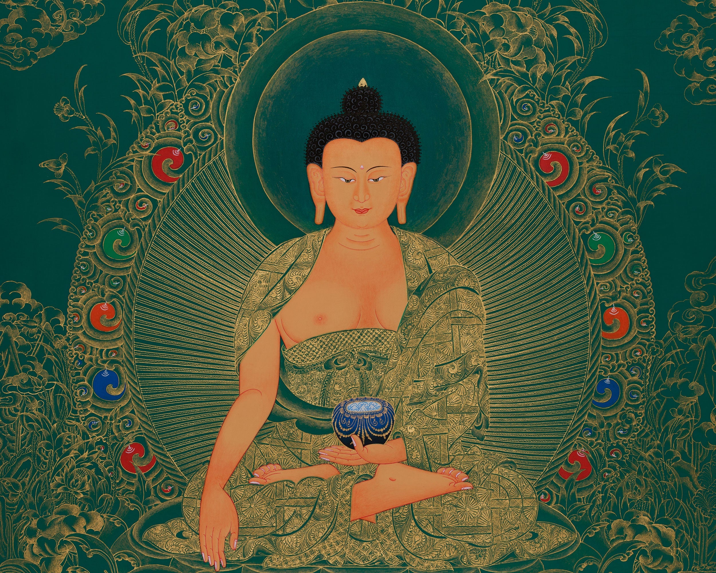 Traditional Shakyamuni Buddha Artwork | Sacred Thangka of Peace and Enlightenment