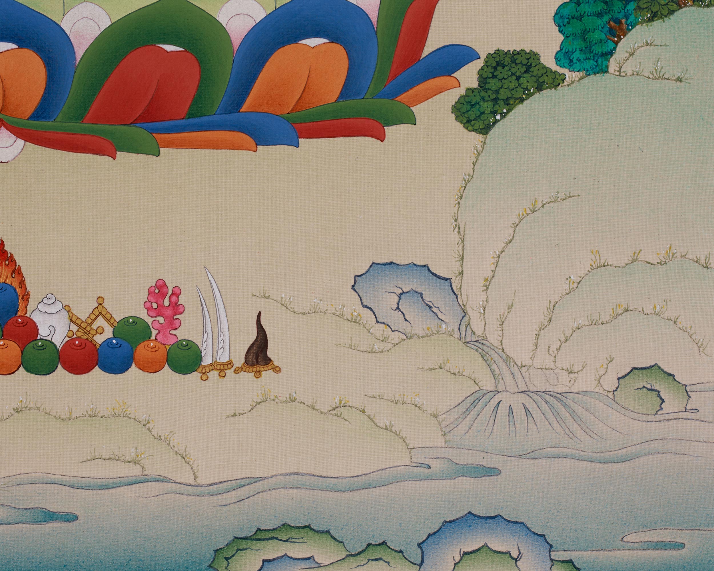 Tibetan Medicine Buddha Art | Bhaisajyaguru Thangka | Healing Deity
