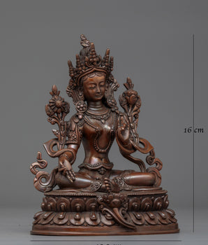 Green Tara Handmade Small Oxidized Statue | Embodiment of Compassion and Protection
