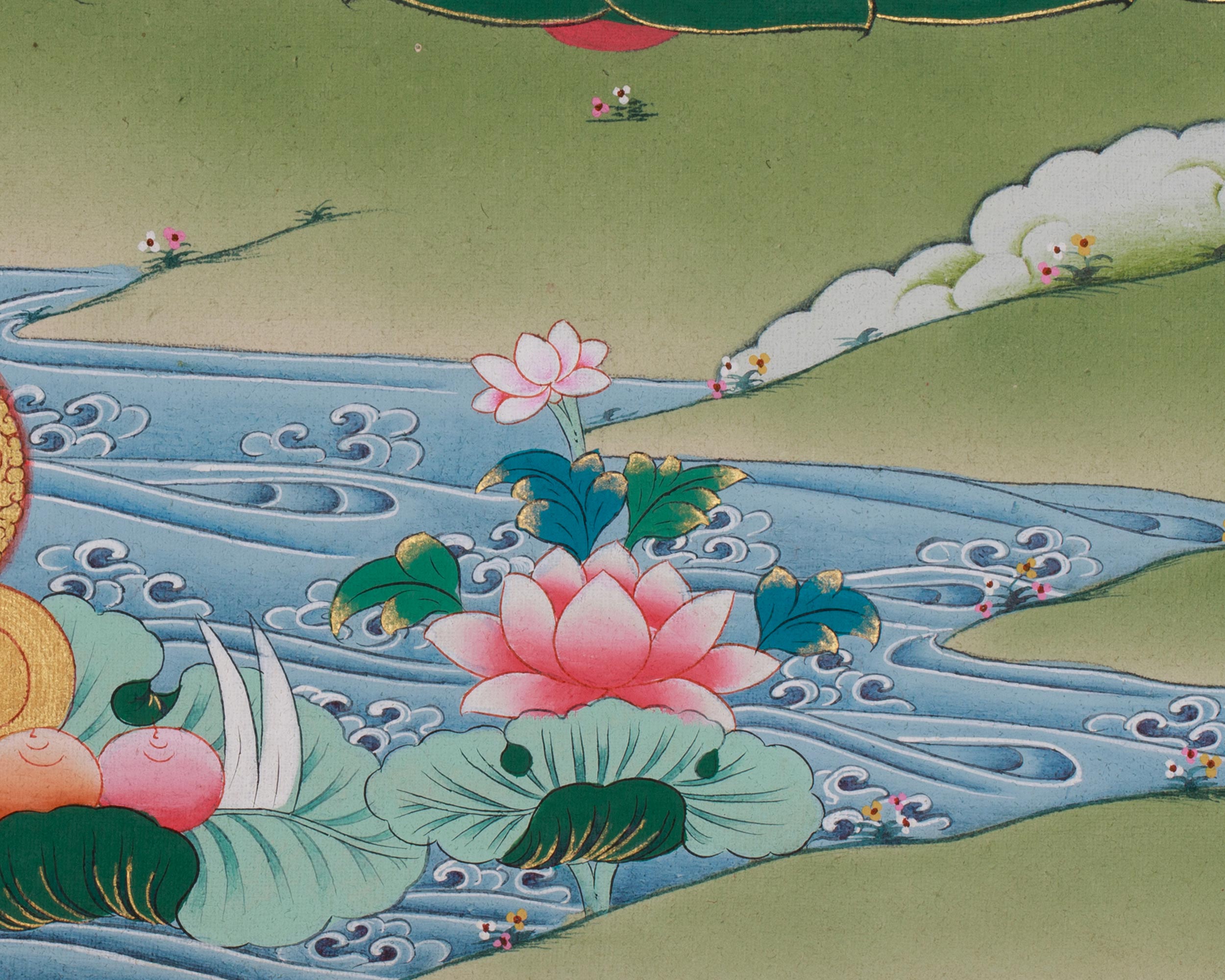 Tibetan Kshitigarbha Thangka | Protector Of The Dead and Children