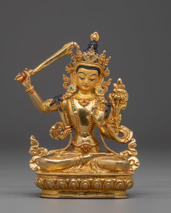 Golden Handmade Statue of Manjushri