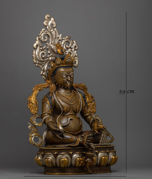 Dzambhala Gold-Silver-Plated Oxidized Statue | Embodiment of Prosperity