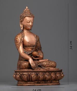 Shakyamuni Buddha Copper Statue | Antique Finished Hand-crafted Artwork