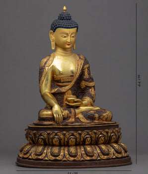 Seated Buddha Shakyamuni Sculpture | Gold Glided Art