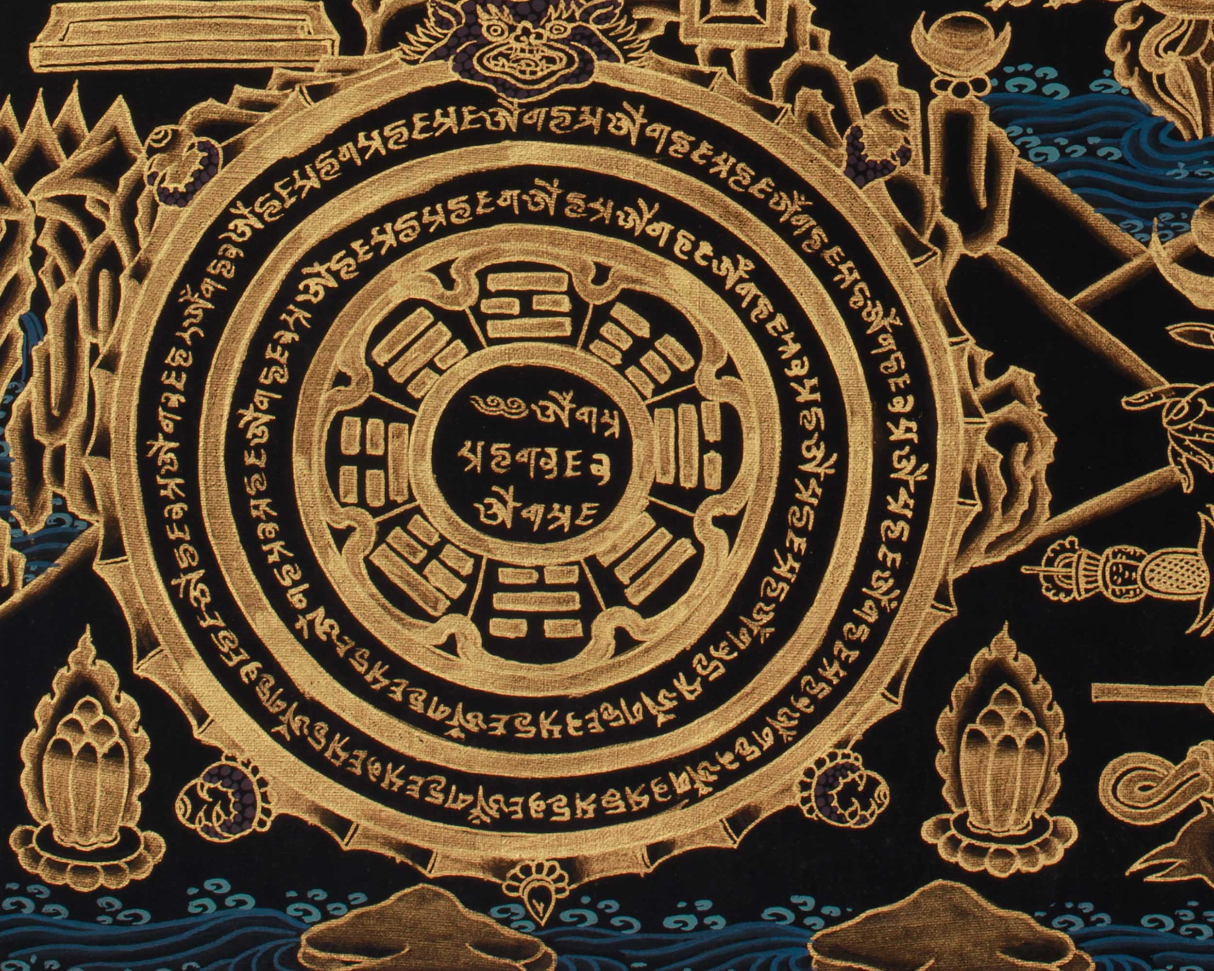 Astrological Chart Calendar Thangka | Tibetan Meditation and Cosmic Guidance Artwork