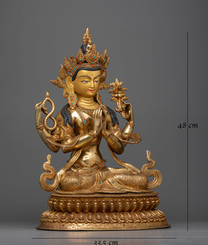 Chenresig Gold-Gilded Statue | Embodiment of Compassion