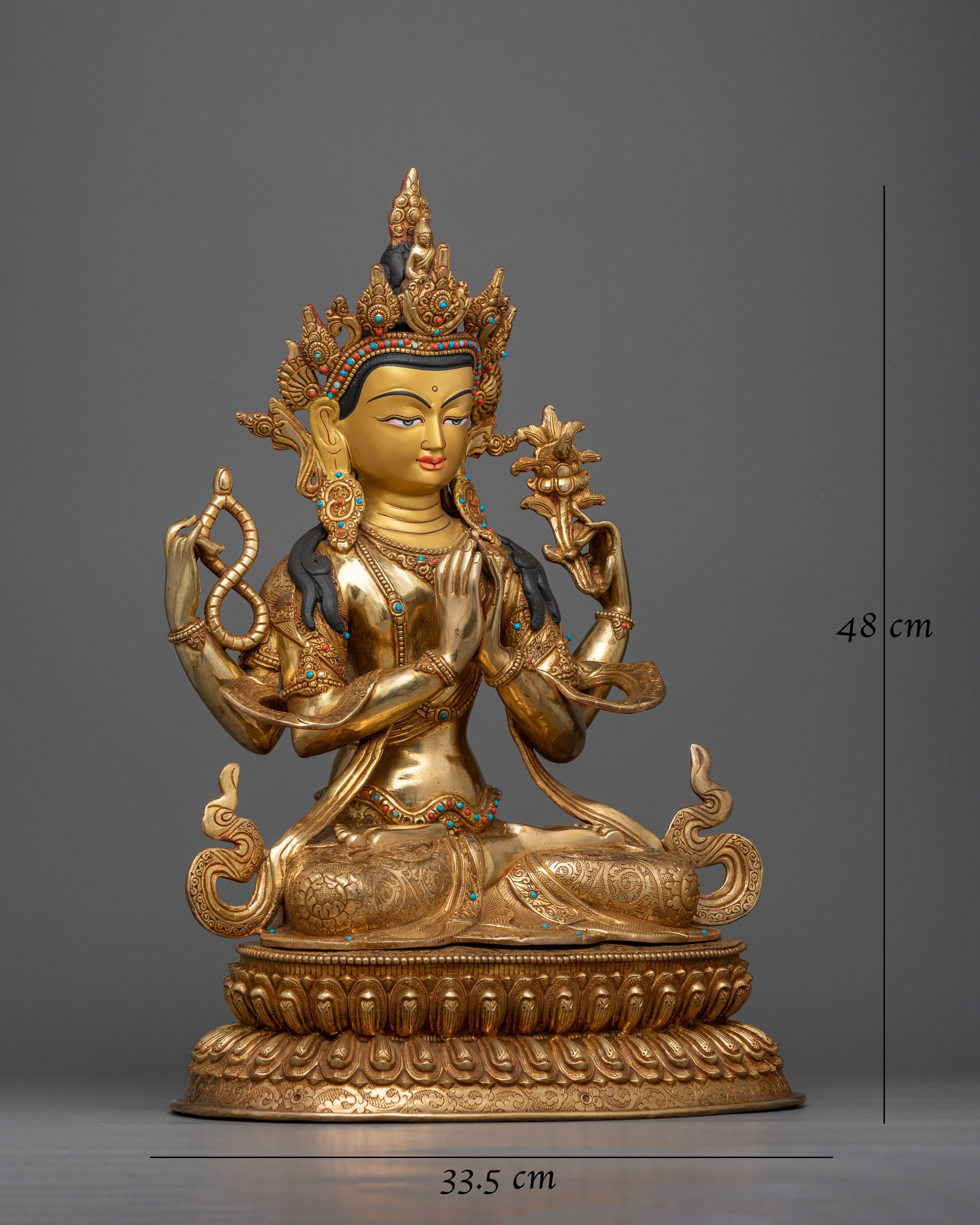 Chenresig Gold-Gilded Statue | Embodiment of Compassion
