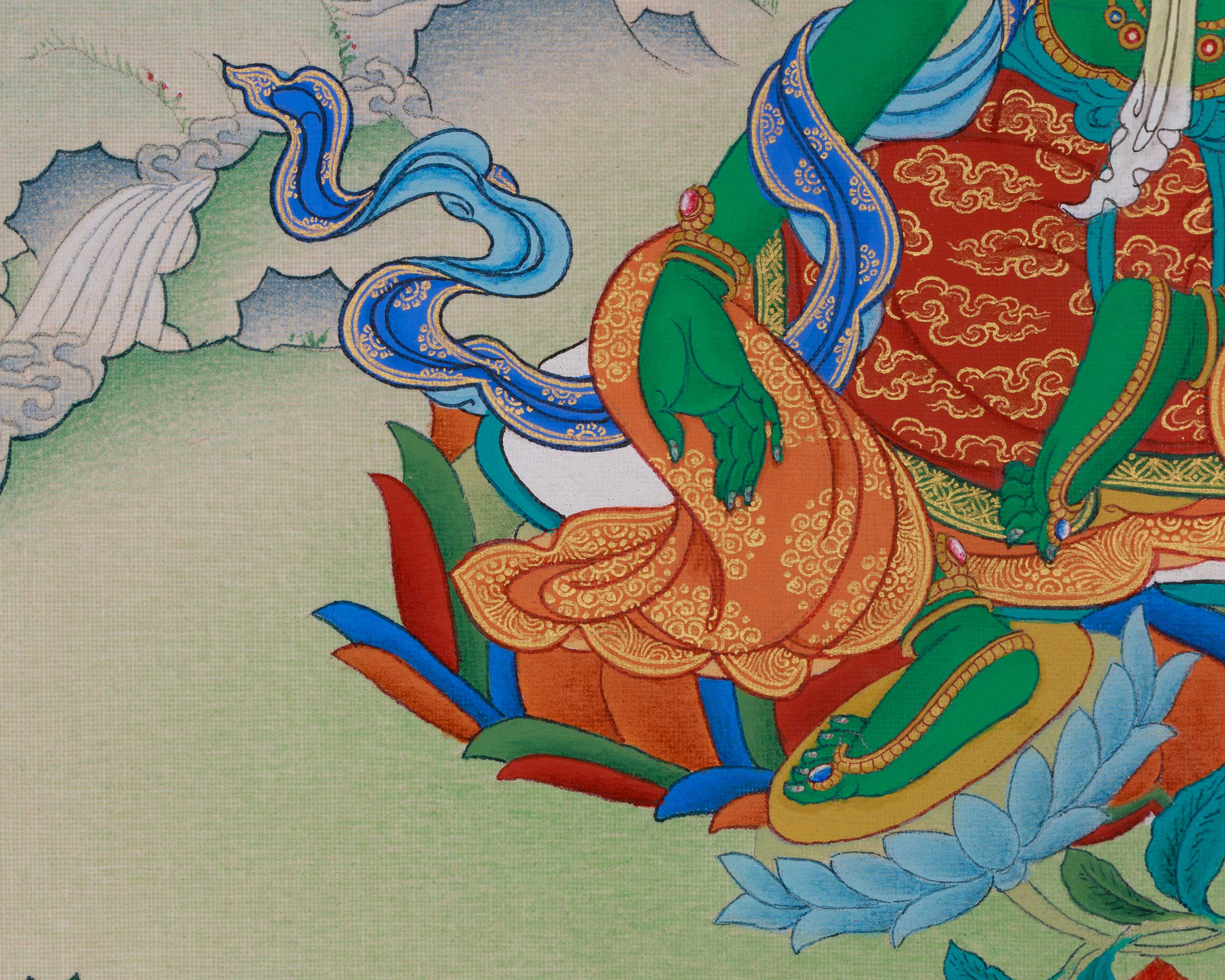 Himalayan Artwork of Green Tara | Symbolizing Compassion, Protection and Enlightened Blessings