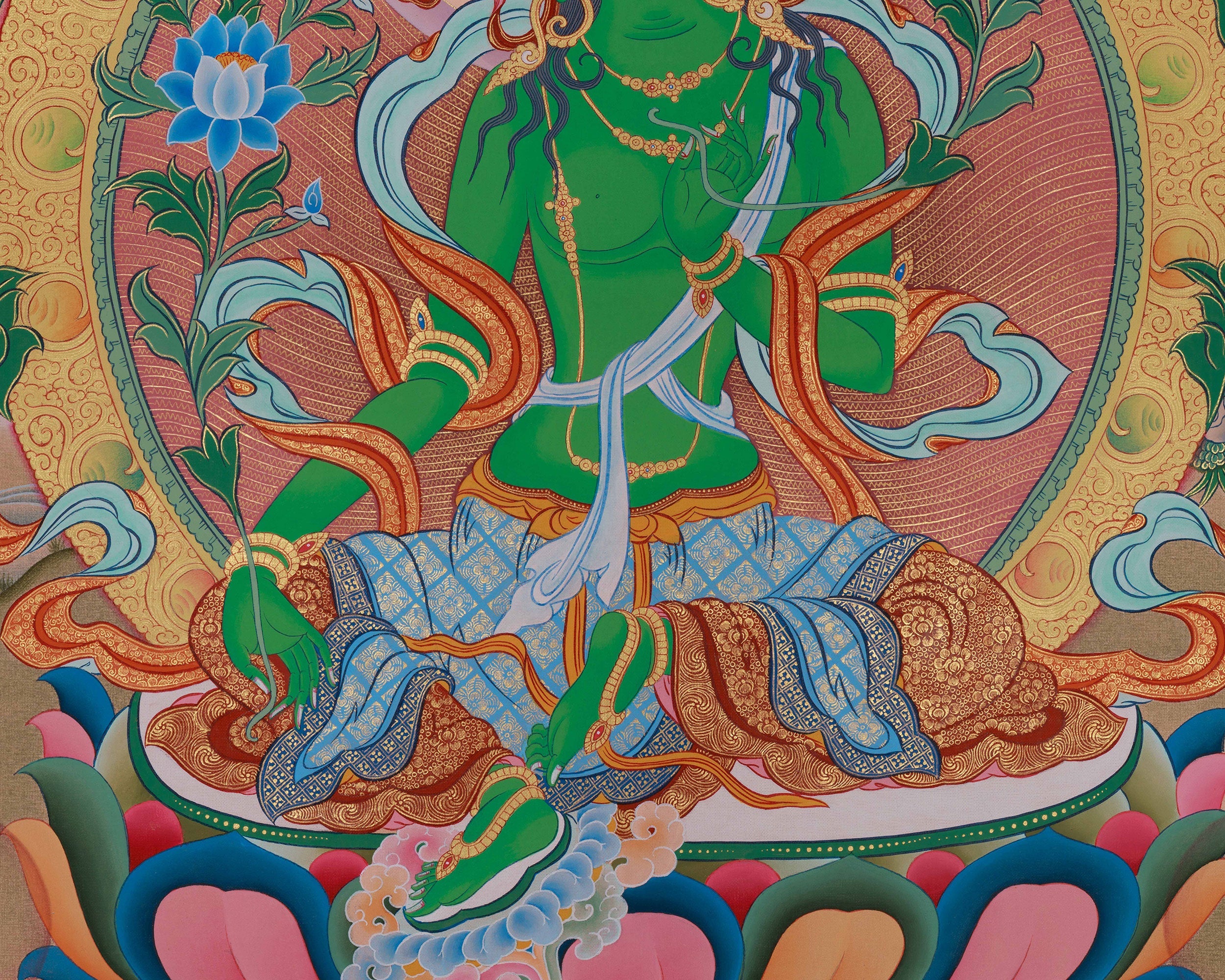 Green Tara Healing and Protection Art | Mother of All Buddhas | Wall Hanging