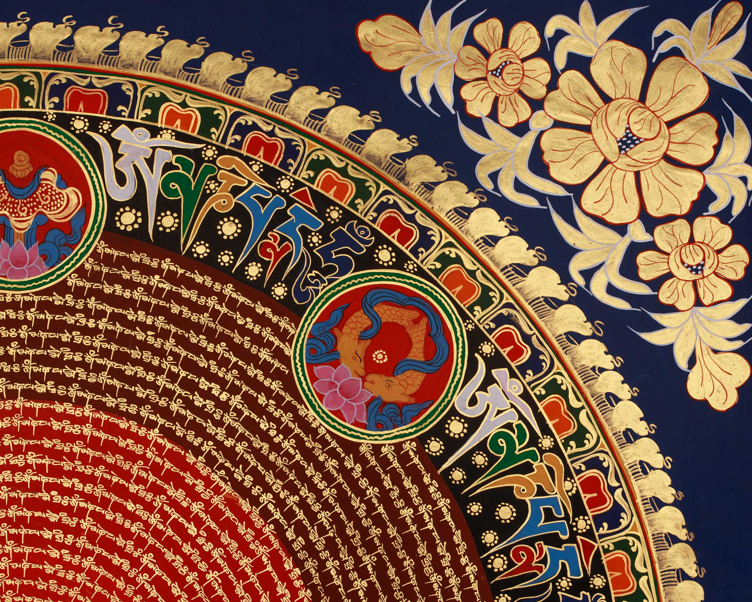 Tibetan Art of Mantra Mandala | Buddhist Meditation Artwork with Traditional Symbolism