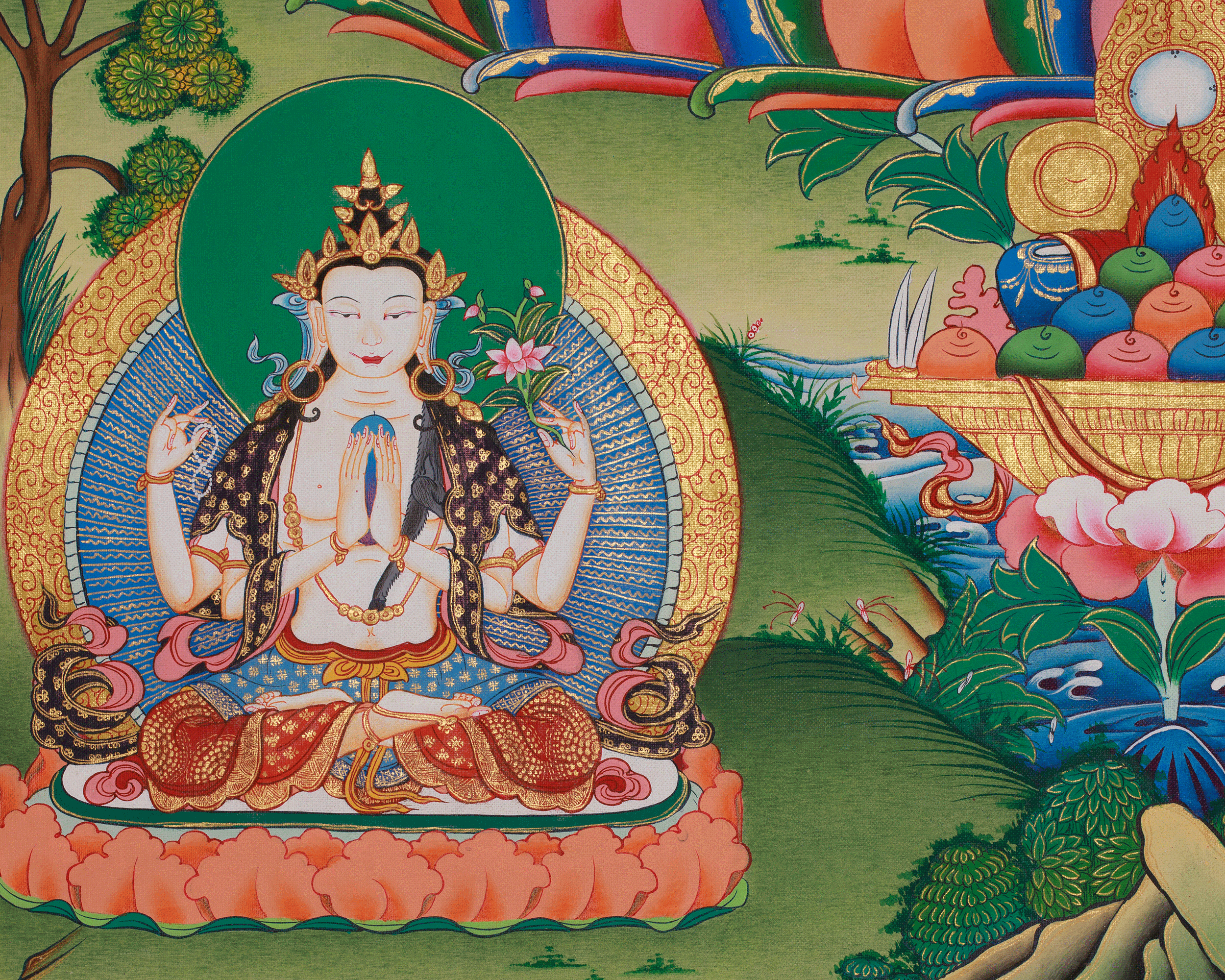 Buddhist Wisdom Deity Manjushri thangka | Bodhisattva Spiritual Art