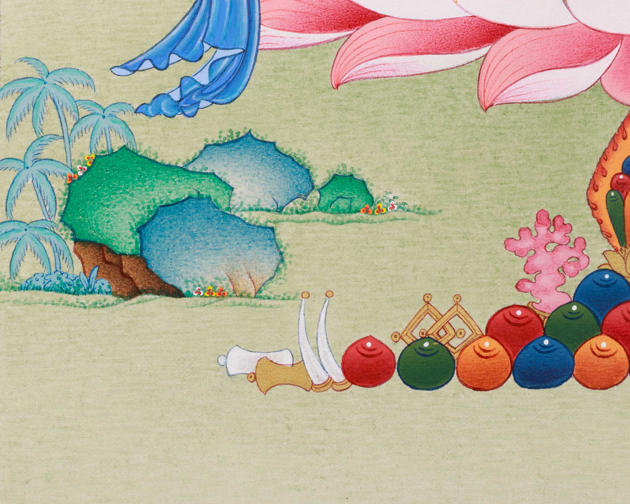 Traditional Mandarva Thangka | 3D Stone Dakini of Wisdom