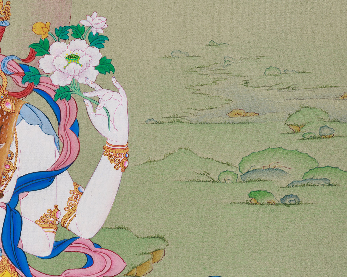 Tibetan Four-Armed Guanyin Bodhisattva Thangka | Compassion and Wisdom