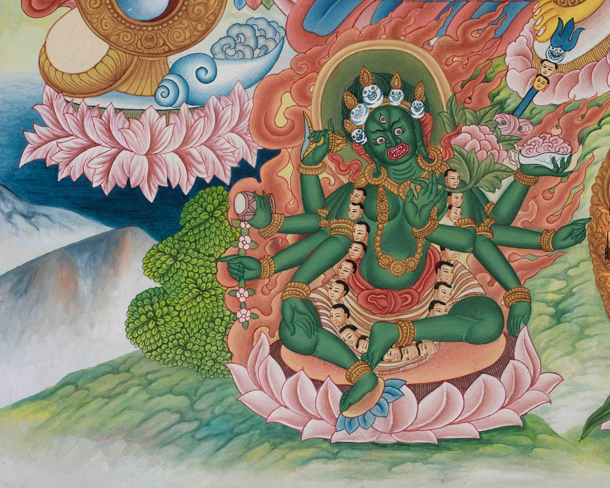 Deity of Wealth, Yellow Dzambhala | Guardian of Prosperity on Cotton Canvas