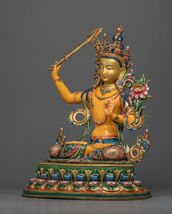 manjushri-bodhisattva-colored-sculpture