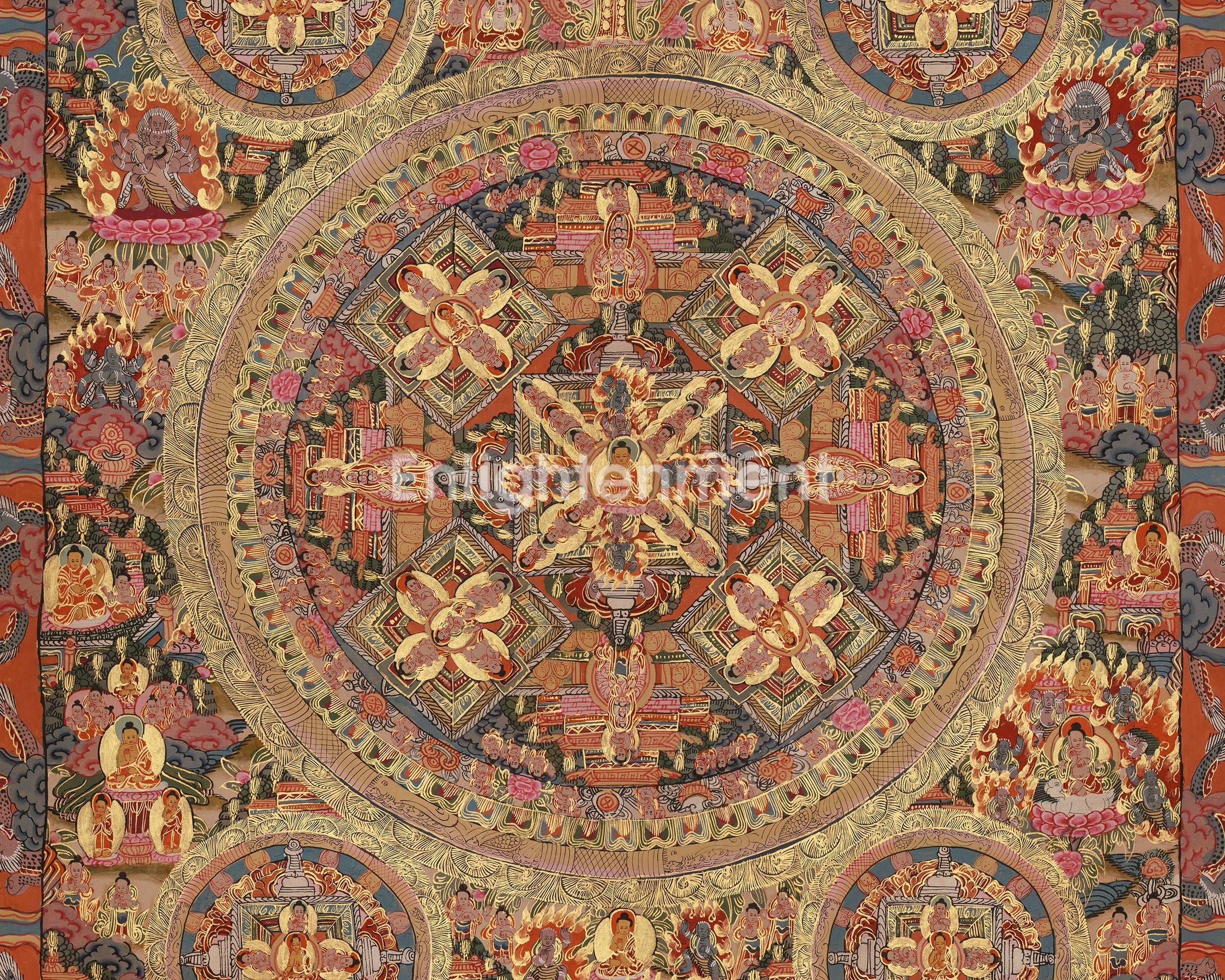 Sacred Thangka of Buddha Mandala | A Vision of Enlightened Universe