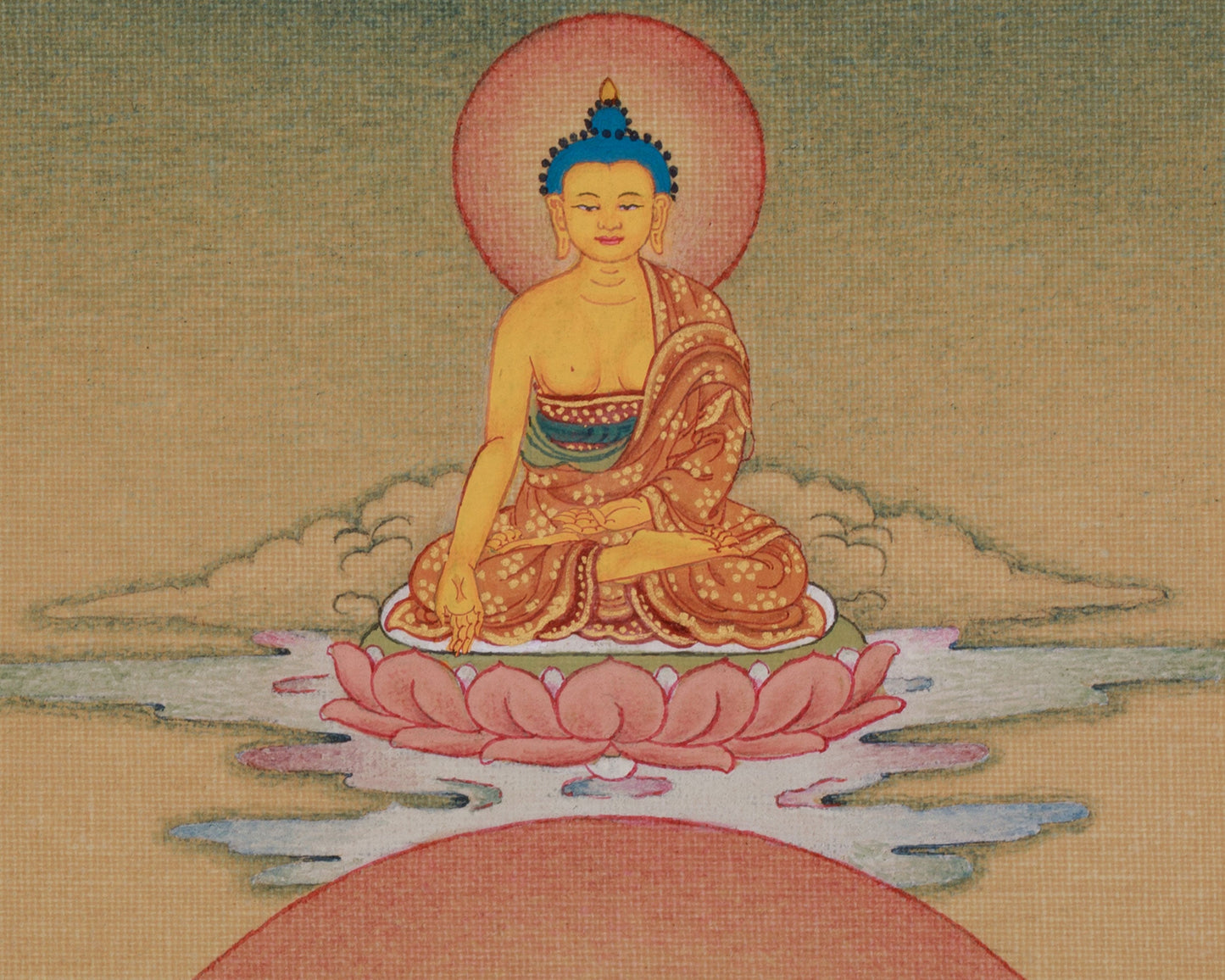 Tibetan Dzambhala with Ratnasambhava Thangka |  Prosperity Artwork