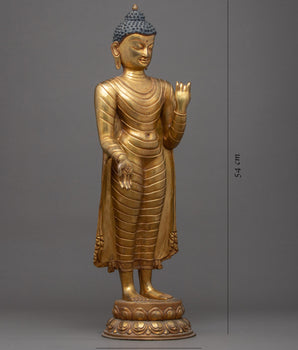 Standing Buddha Shakyamuni Sculpture | Gold Glided Artwork