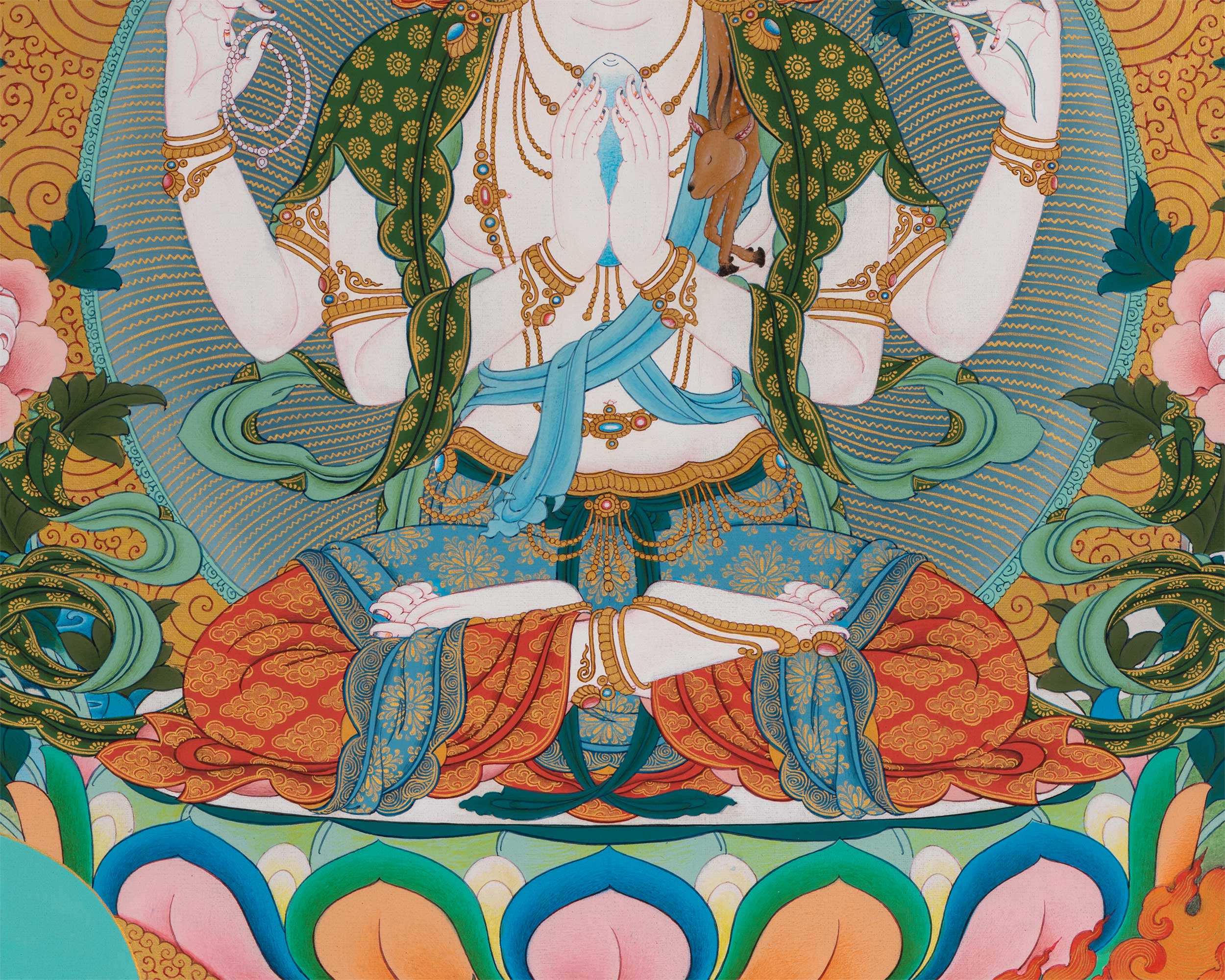 Chenresig, Manjushri Vajrapani, Kagyu Thangka Print