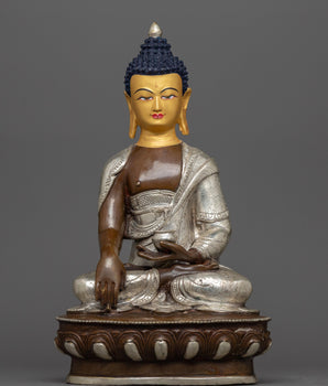 shakyamuni-buddha-silver plated statue