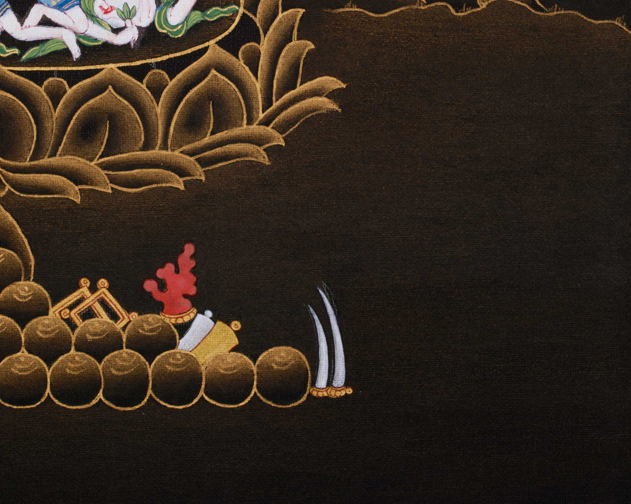 Traditional Thangka of White Mahakala | Prosperity Deity