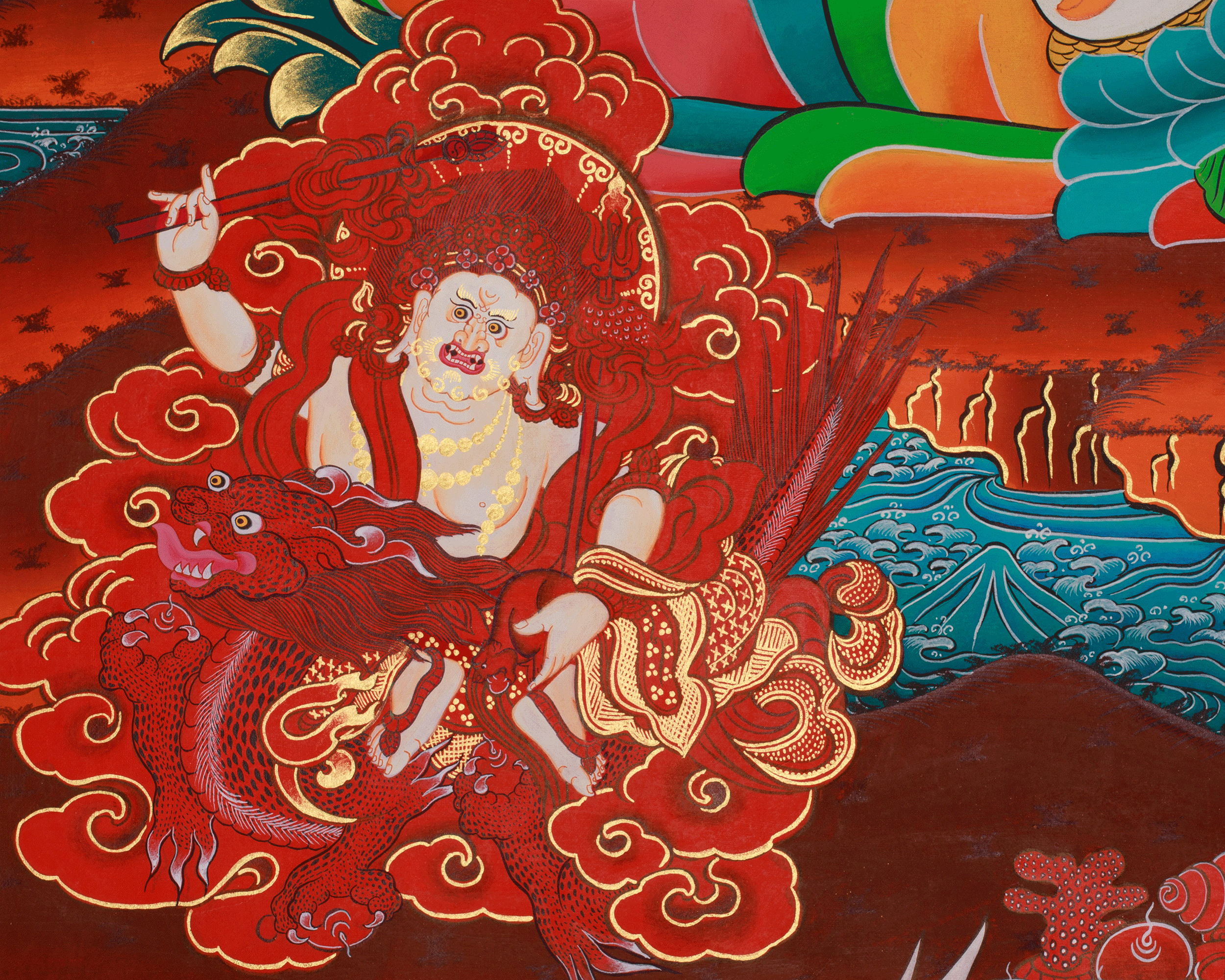 Traditional Five Dzambhala Thangka | Prosperity, Protection, and Abundance Deity