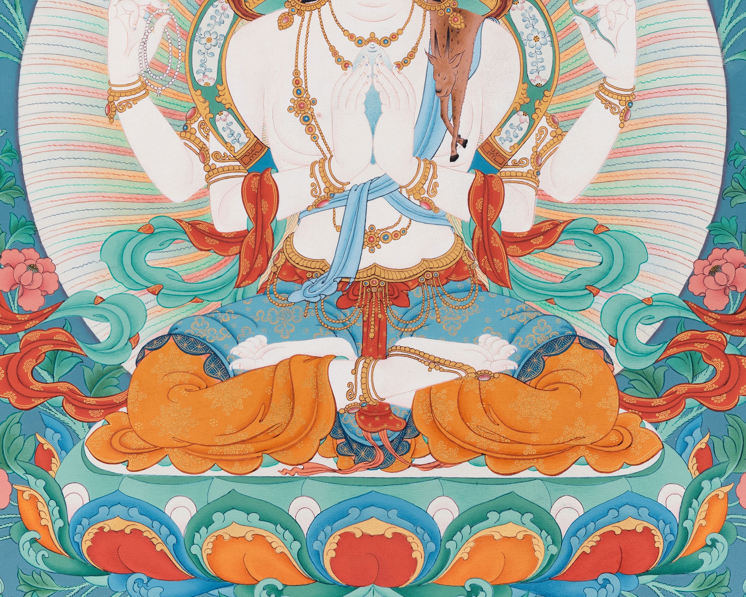 4-Armed Avalokiteshvara Print | Guardian of Compassion | Bodhisattva Artwork