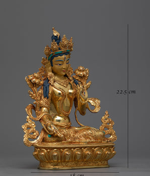 White Tara Statue 24K Gold-Gilded | Symbol of Healing and Compassion