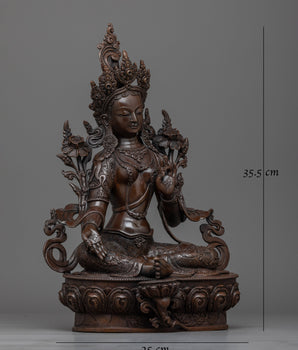 Green Tara Dark Oxidized | Icon of Serenity and Compassion