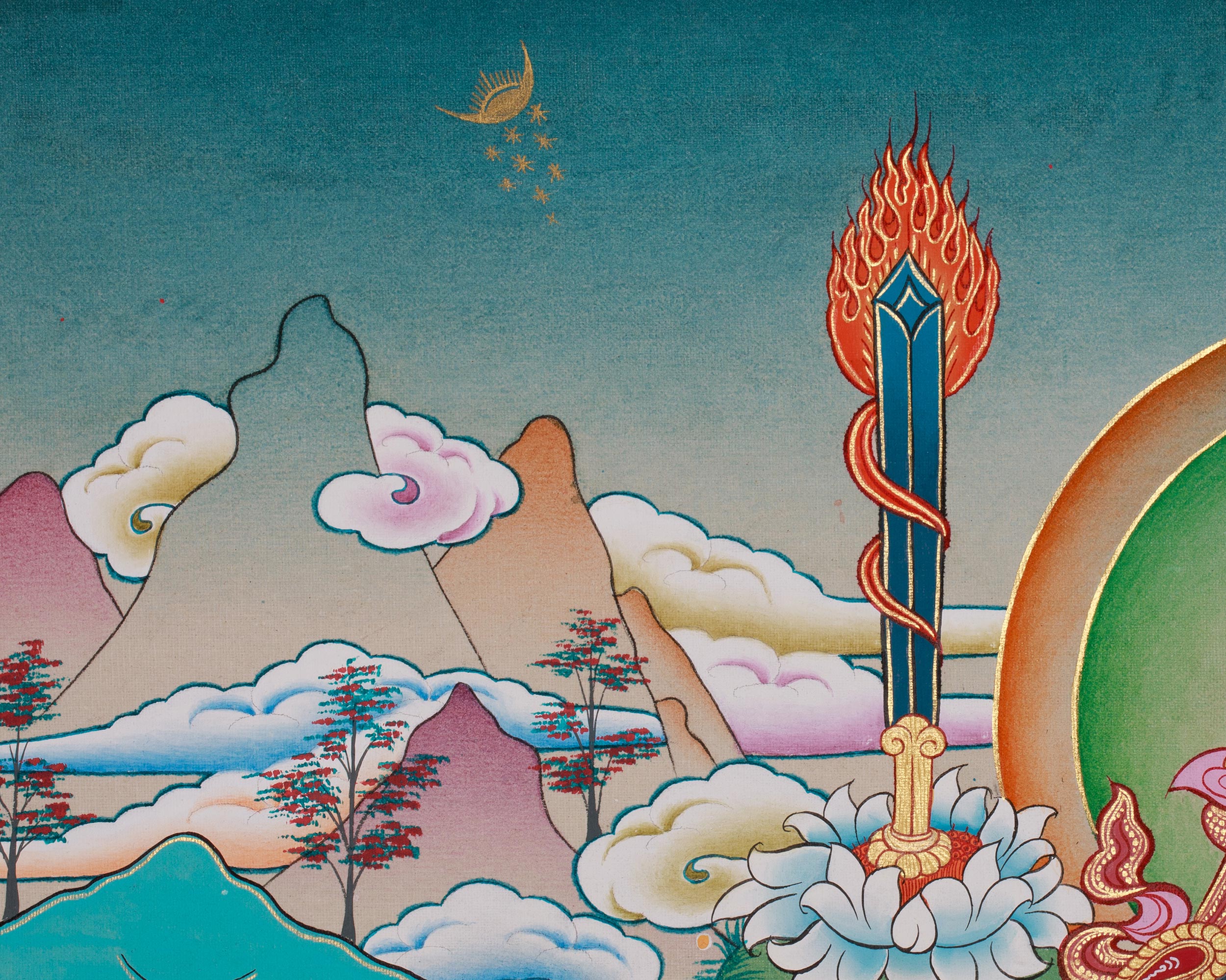 Standing Manjushri Thangka | Sacred Himalayan Wisdom Deity