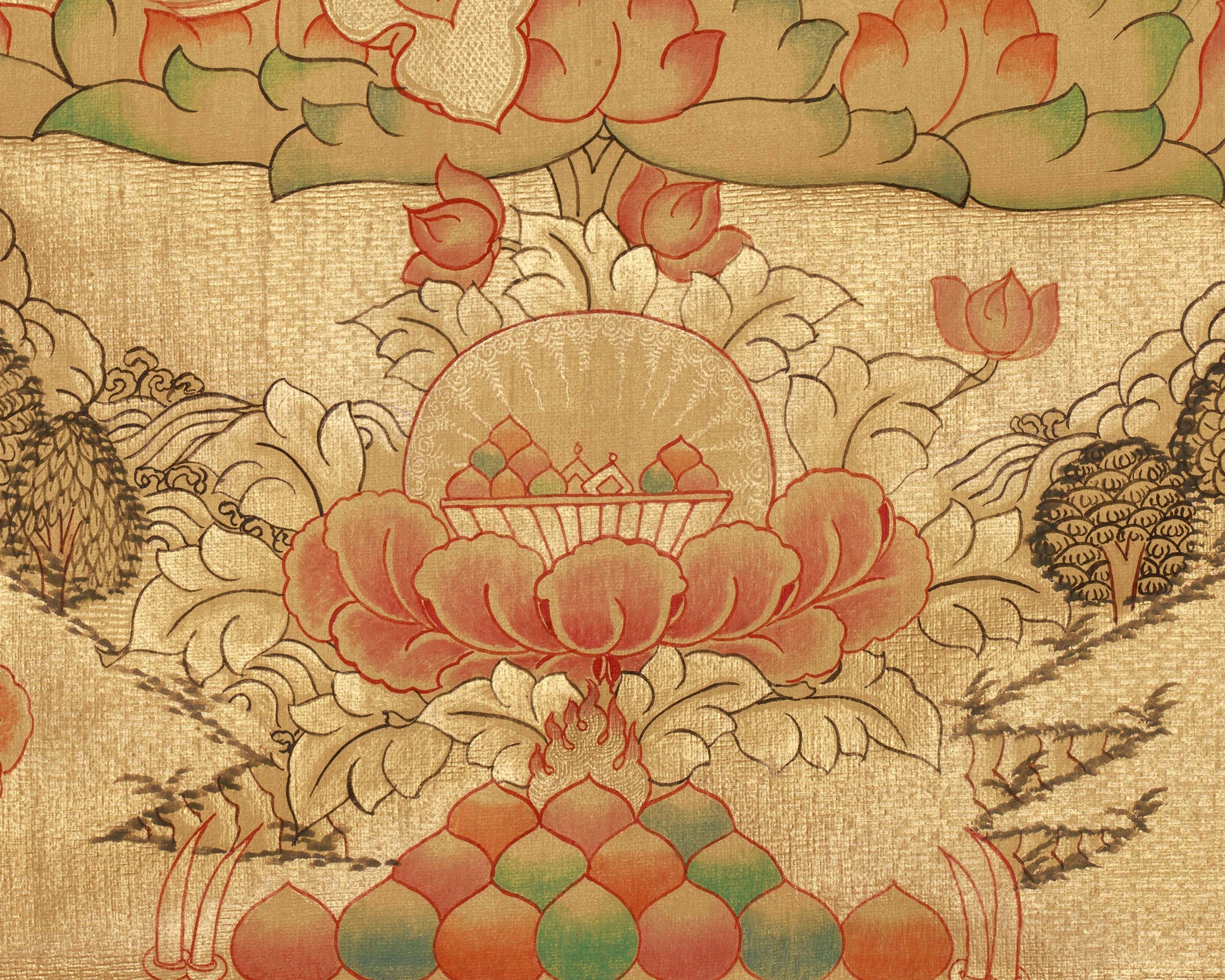 Guru Rinpoche Vajrayana Buddhist Art for Wisdom and Protection | Sacred Padmasambhava Thangka Painting
