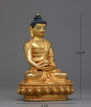 Amitabha Buddha Gold-Gilded 14cm Statue | A Beacon of Infinite Light and Compassion